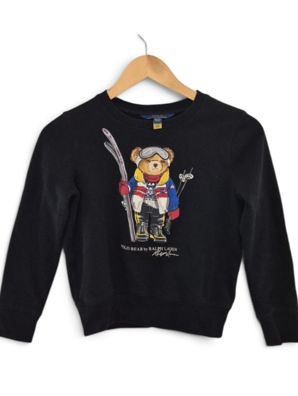 Polo Ralph Lauren Polo Bear Ski Black Cotton Logo Sweatshirt sweater Size 8/10